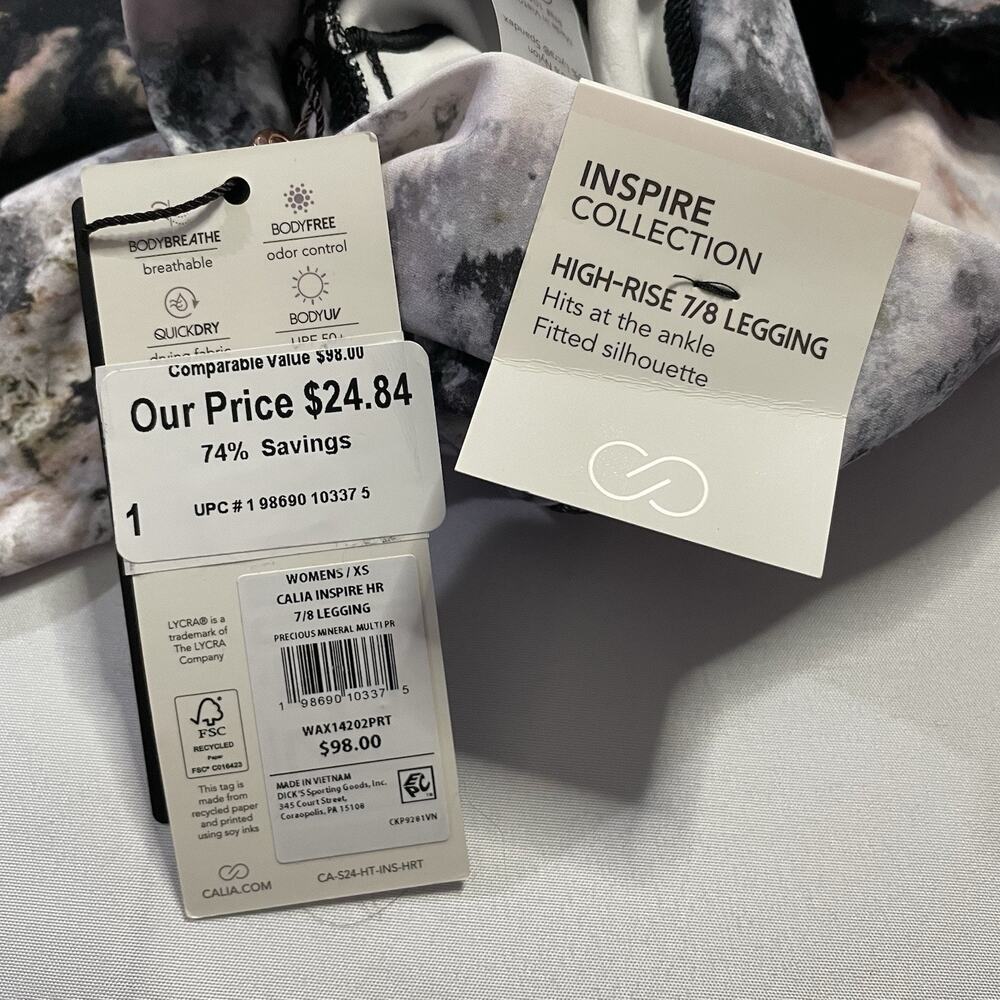 NWT CALIA Inspire High-Rise 7/8 Leggings Precious Mineral Multi Print Womens XS - Picture 2 of 10